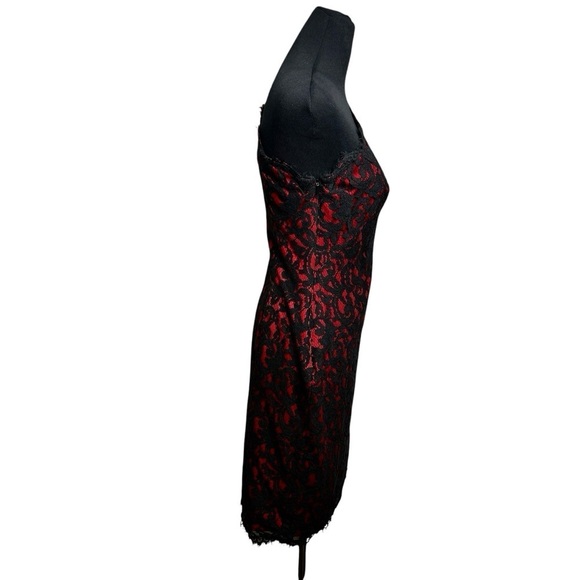 Tadashi Shoji Dress Red Embroidered Lace Sheath SZ 6 Whimsigoth Y2K Christmas - Picture 4 of 16